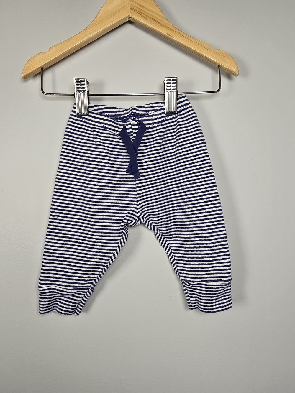 GAP Navy & White Striped Baby Cotton Leggings with Drawstring